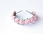 sweet rosie rose flower headband / pale pink / vintage inspired floral headpiece, rustic, wedding, bridal, pastel, hair accessory