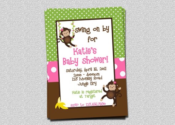 Monkey Baby Shower Invitation Printable Il_570xn