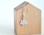 Raindrop & Cloud Necklace in Sterling Silver - Rainy Day Mini Pendants