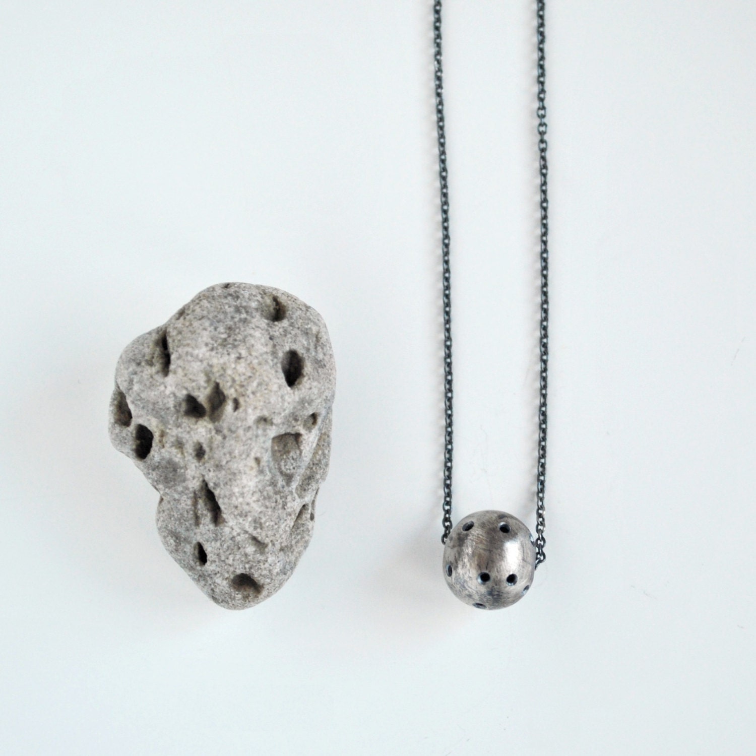 Meteorite Necklace in Oxidized Sterling Silver