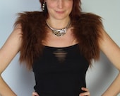 Brown Fur Bolero, Tribal, Ladies Cropped, Vest, Waistcoat, Long, Faux, Fur, Shrug, XS, S, M, L, XL, Festival, UNISEX, Mens, Boho, Clothing