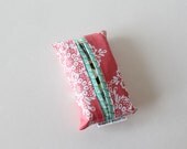 travel tissue case / tissue holder -- coral & mint