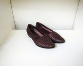 Woven Leather Flats . Burgundy . Early 80s