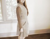 Vintage 60s Mod Grey Checkered Dress Color Block Long Sleeve M