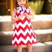 Ready to Ship July 4th Girls Red Chevron Dress Size 3t
