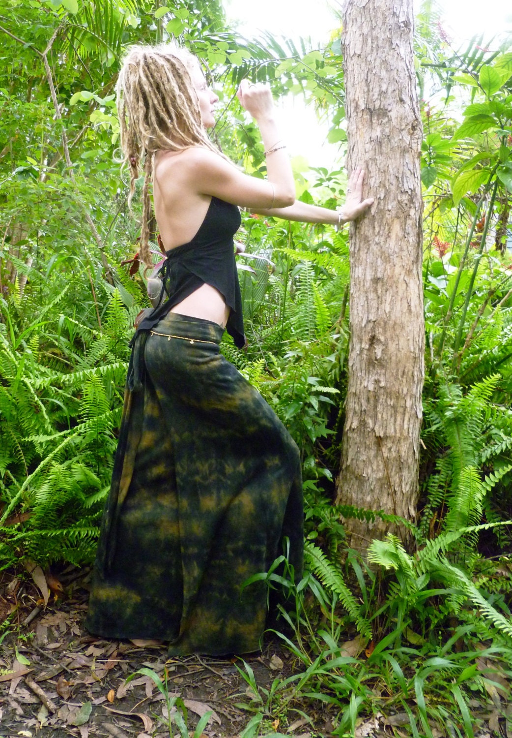 RESERVED Custom Hemp Jersey Wrap Skirt in Golden Earth