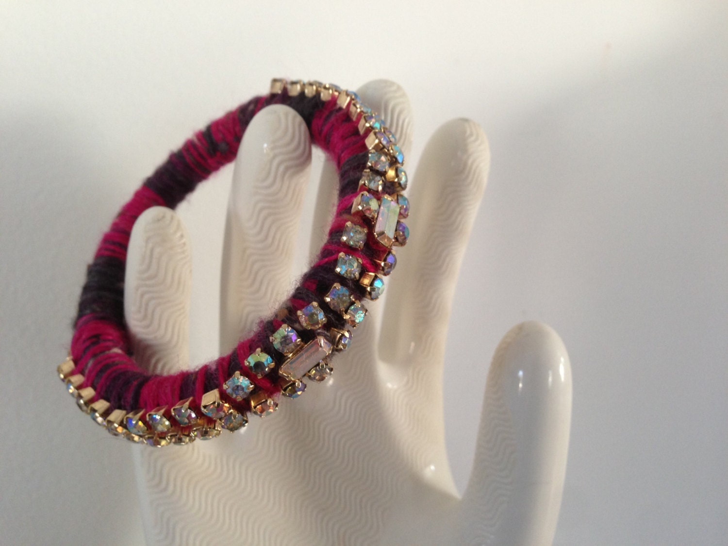 Dr. Donegal Yarn & Vintage Swarovski Rhinestone Bangle