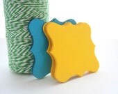 32 Square Bracket cards (2.5 x 2.5 inches) Canary Yellow and Turquoise Textured Cardstock A548 Il_170x135