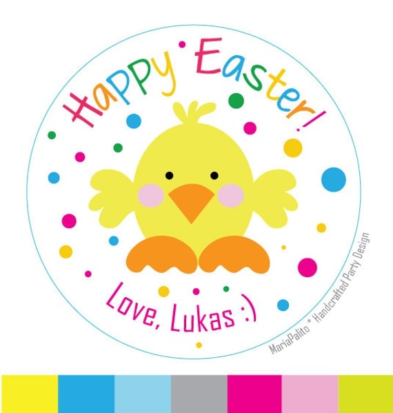 Personalized PRINTED Stickers, Happy Easter Round Stickers, Envelope Seals A576 Il_570xn