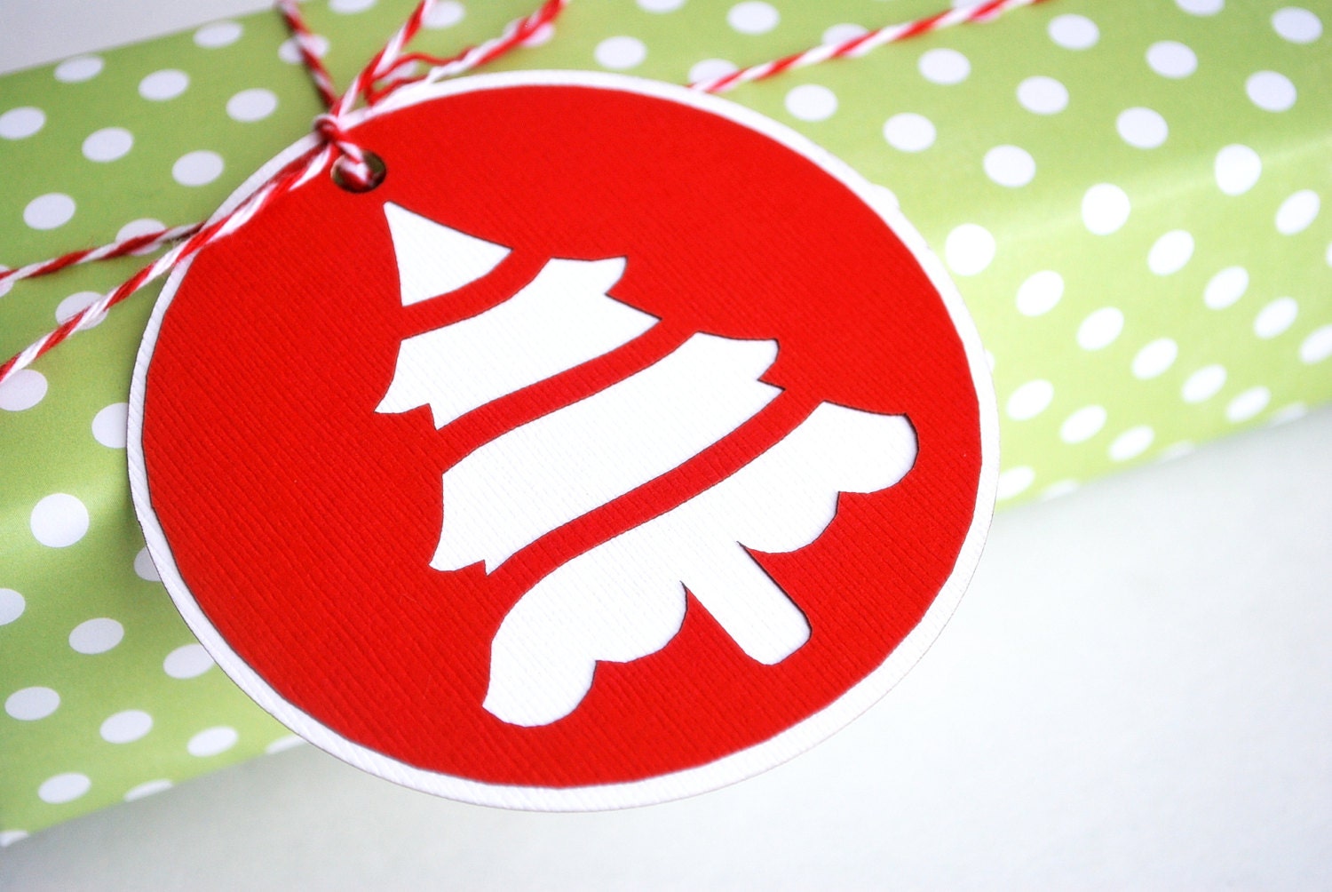 Christmas Tree Die Cut Christmas Tags or Package Labels Set of 6 Tags A632 Il_570xn
