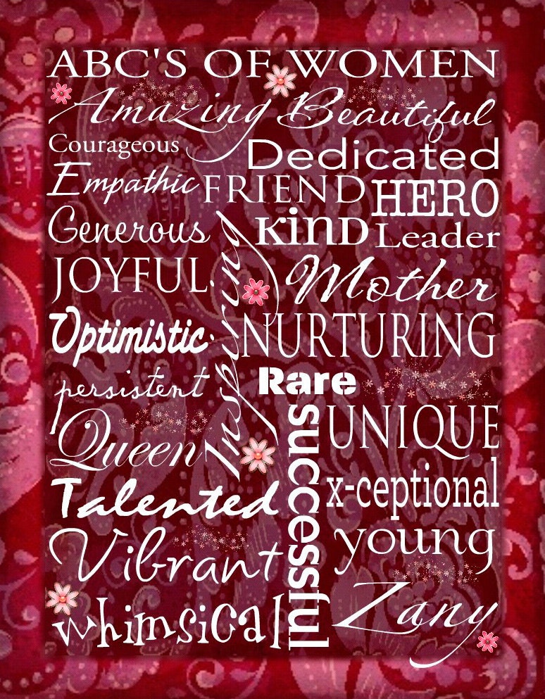 Amazing Women Contemporary Word Art Prints - 11x14 - ABCs of Women - Art Poster
