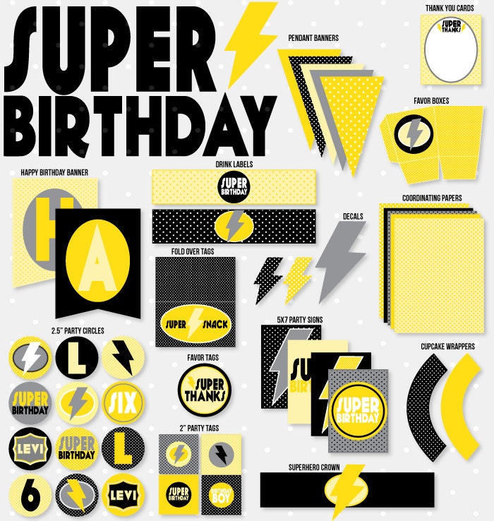 Superhero PRINTABLE Party Full Collection by Love The Day Il_570xn