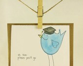 Handmade Graduation Birdie Card, Congratulations - Unisex - All ages