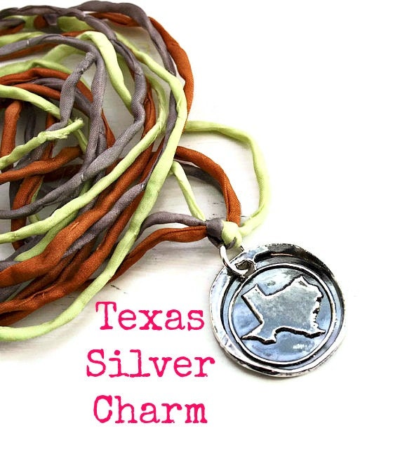 Texas Map Bracelet Fine Silver Ribbon Wrap