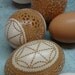 Carved & Etched Victorian Lace Chicken Egg - brown and white