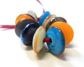 Little Shipyard, Set of 10 Mini Lampwork Disc Beads, UK SRA