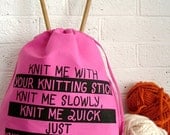 knitting project bag - Knitting bag - drawstring bag