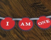 Sailing Boy Collection- "I am One" High Chair Banner with sailboats. Nautical theme. Mini Banner. Nautical Birthday. Navy & Red. Il_170x135