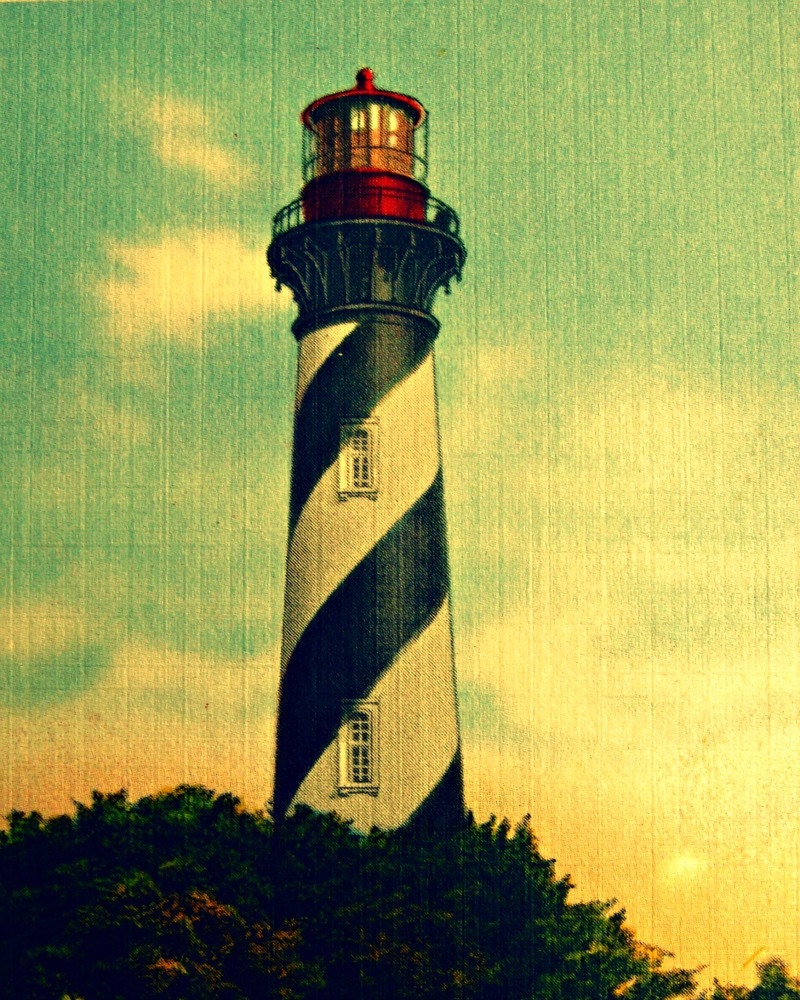 color photography Anastasia LIGHTHOUSE 11x14 art print vintage St Augustine deco decor 1930s aqua beach ocean coastal wall art