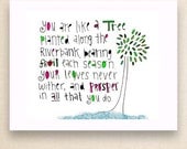 Inspiring 10 x 8 Scripture Wall Art Print - "You are like a Tree" - Encouraging Art Print
