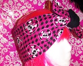 Pink - Skull & Crossbone - Headband - Black - Tie back - 4 inches Wide - Rosie the Riveter