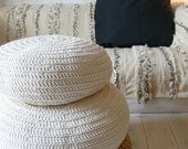 Large Floor Cushion Crochet- ecru