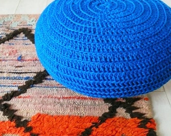 Vintage Moroccan Rag Rug - BOUCHEROUITE "runner neon orange"
