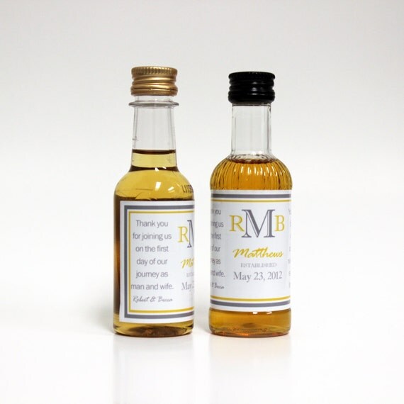 100 Custom Mini Liquor Bottle Labels Wedding Favors Thank You Captain Morgan Rum Southern Comfort Whiskey Party Favor Groomsmen Gifts