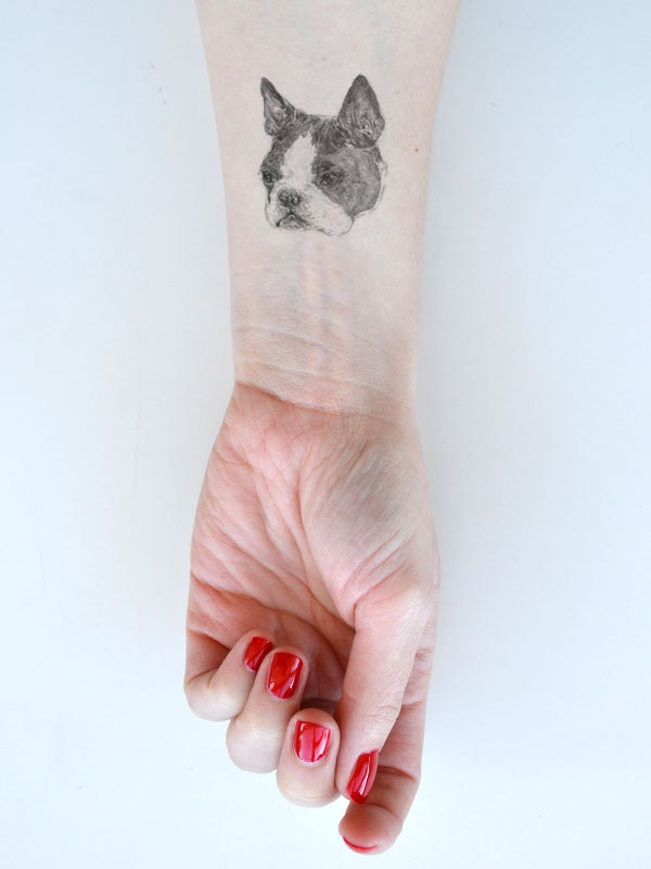 PRE ORDER temporary tattoos - set of 3 fake dog tatts - puppy tattoo - pug - sausage - frenchie - THREE