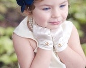 Flower Girl Gloves--Satin w Pearls--Design Your Own--Ivory or White