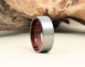 Size 10.5 - Titanium Lined with Cocobolo Rosewood Wood Ring Titanium Ring