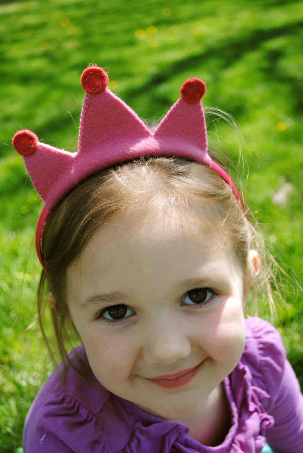 Pink Wool Felt Princess Crown Headband