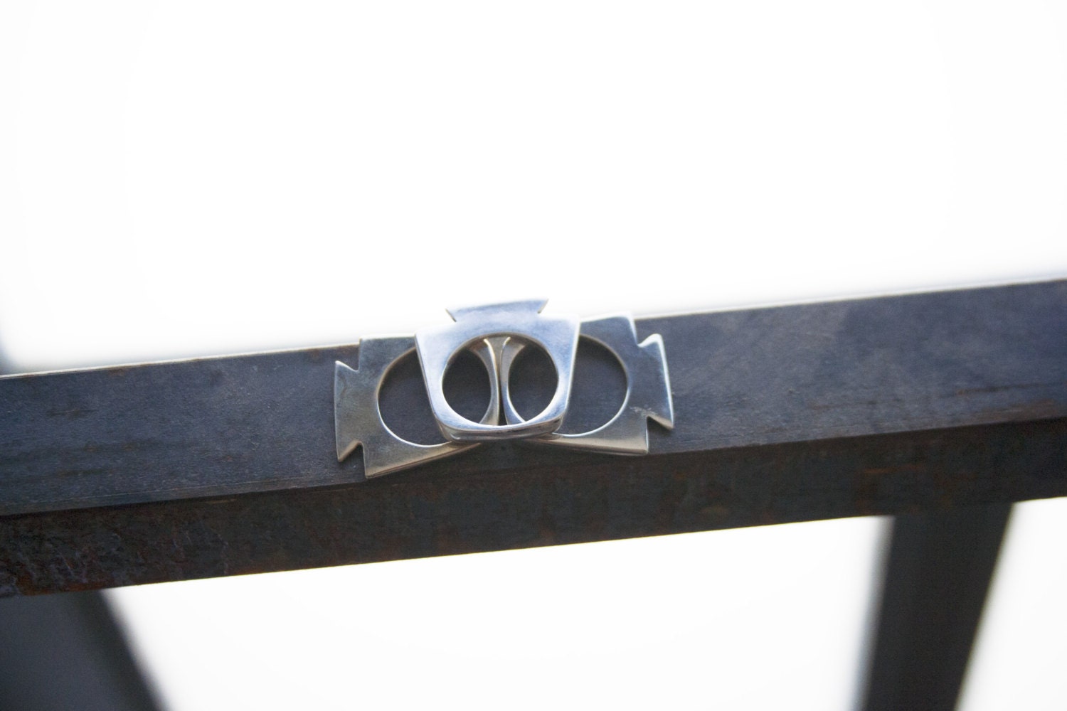 Keystone Ring in Brass or White Brass -- Ancient, Esoteric, Minimalist