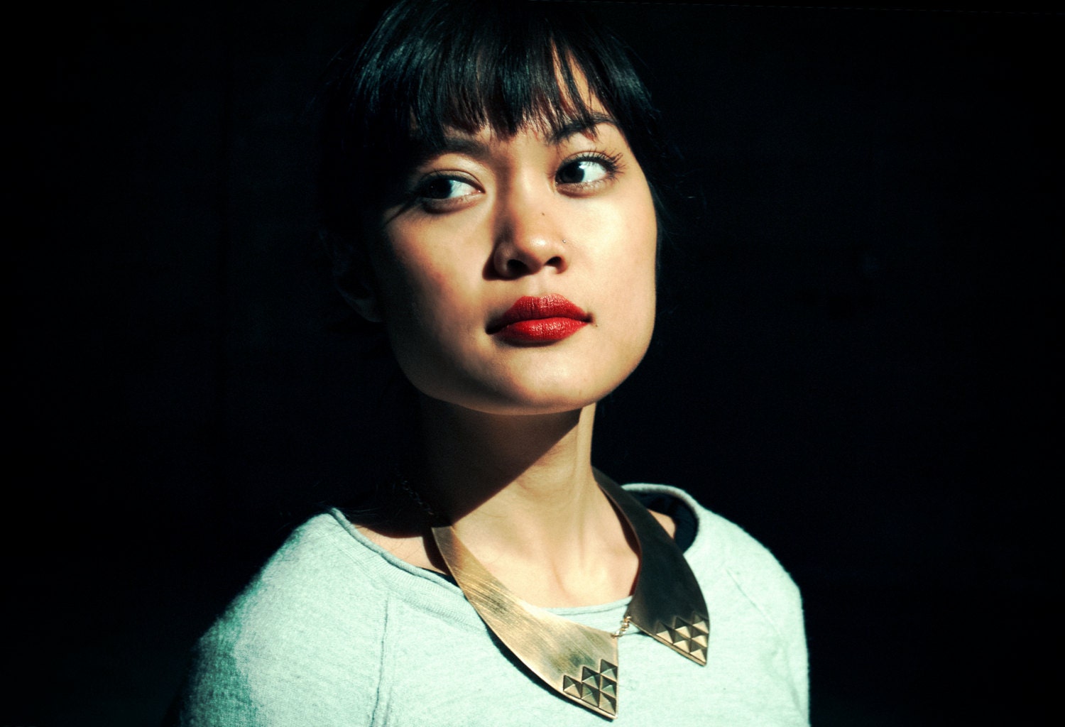 Studded Collar Necklace in Brass, Bib Necklace, Oxford Collar - The Patti Collar