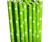Star Lime Green/White Party Paper Straws - Cake Pop Sticks - Pixie Sticks - Qty 25 Il_170x135