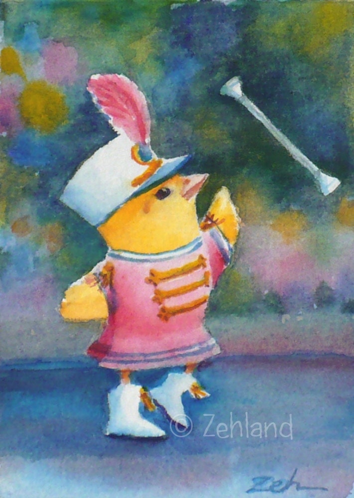 Animal Parade Print Baby Chicks Art Janet Zeh