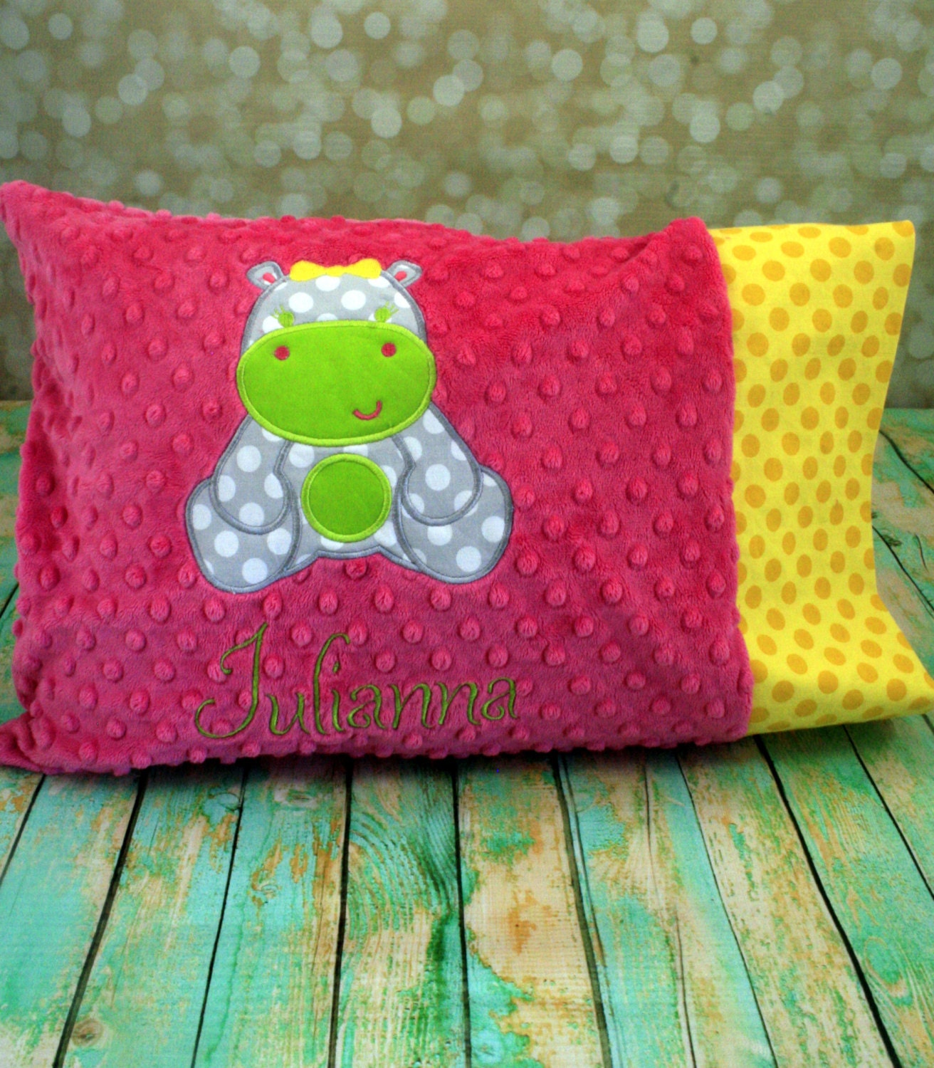 Personalized Toddler or Travel Pillowcase and Pillow  With Applique and Embroidered Name - Pick Your Own Fabrics