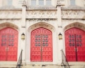 Red Door Photograph- Architecture - Dreamy Blur - Red, Beige, White - Affordable Home Decor - Fine Art Photography 8x12  - "Red Doors"