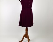 Vintage 1980's New Looks California Dress - Deep Purple Sleeveless Shirt Dress - M