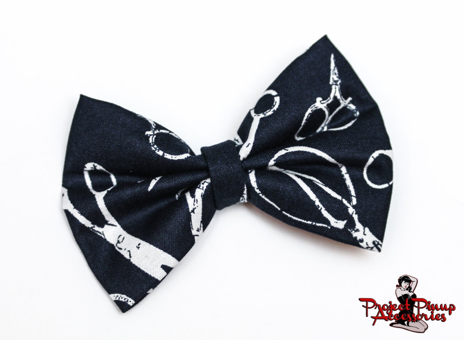 Navy Blue Scissors Bow Tie or Hair Bow Clip