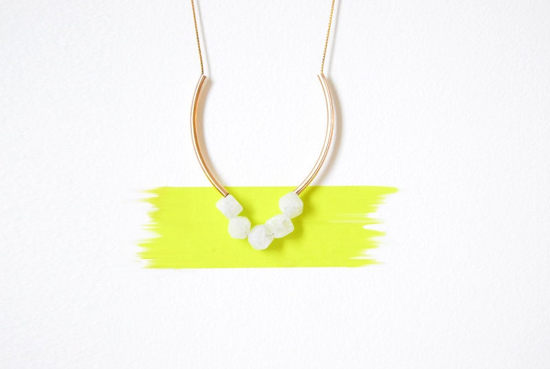 NEW Luna Crescent - Raw Crystal and Brass Nacklace