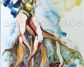 Not All Witches Have Red Hair -  Original Acrylic Painting Art