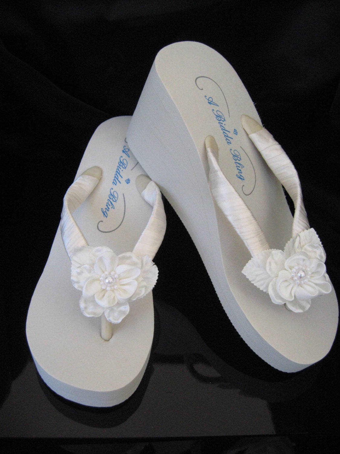 Ivory Flip Flops White Flip Flops Bridal Sandals by ABiddaBling