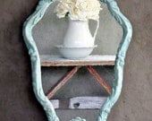 Antique Curvy Mirror Shabby Chic Aqua