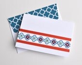 Simple Blank Card with Ribbon and Rhinestone Details and Decorated Envelope