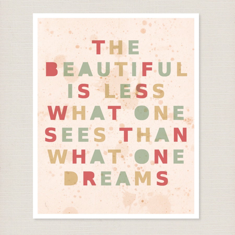 Inspirational Typography Wall Art Print - Beautiful Dreams  Inspirational Creative Typography Poster