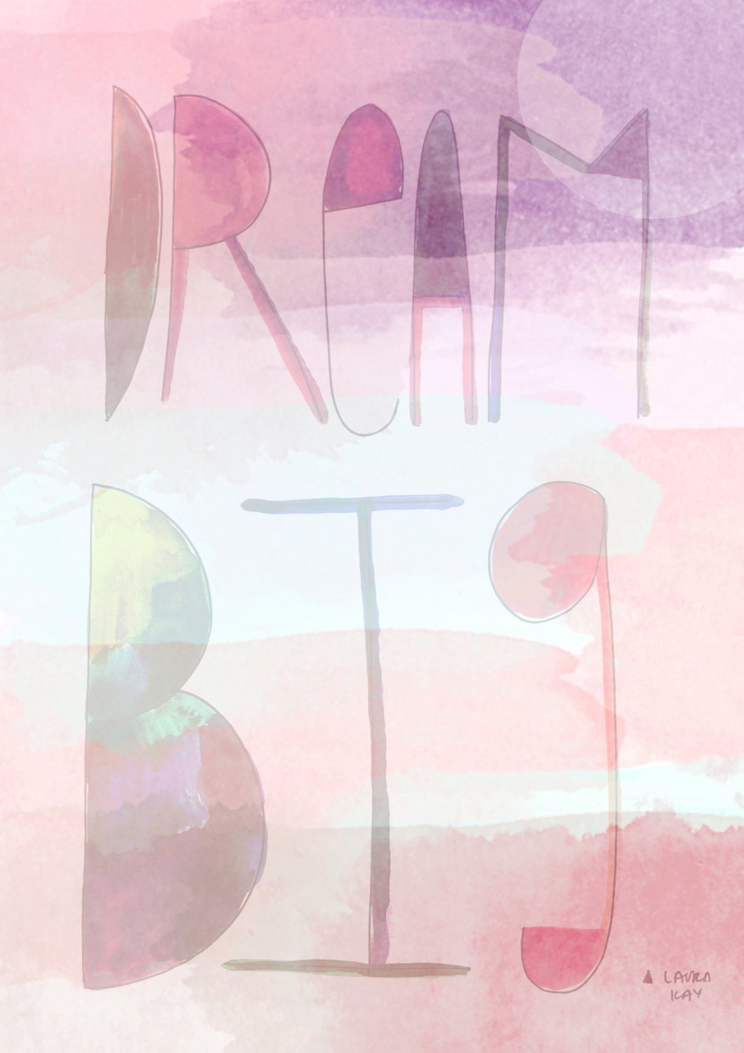 Dream Big, inspirational quote, typography print, children's art, motivational quote, illustration print,girls room art ,kids room print,