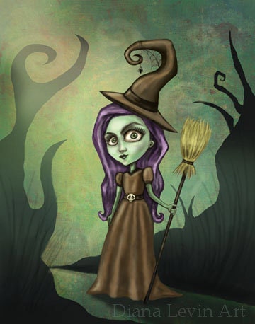 Gothic Steampunk Witch Painting -Wizard of Oz Art Print