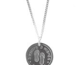 Long Slippers sterling silver 925 coin pendant neckace, 80cm long chain