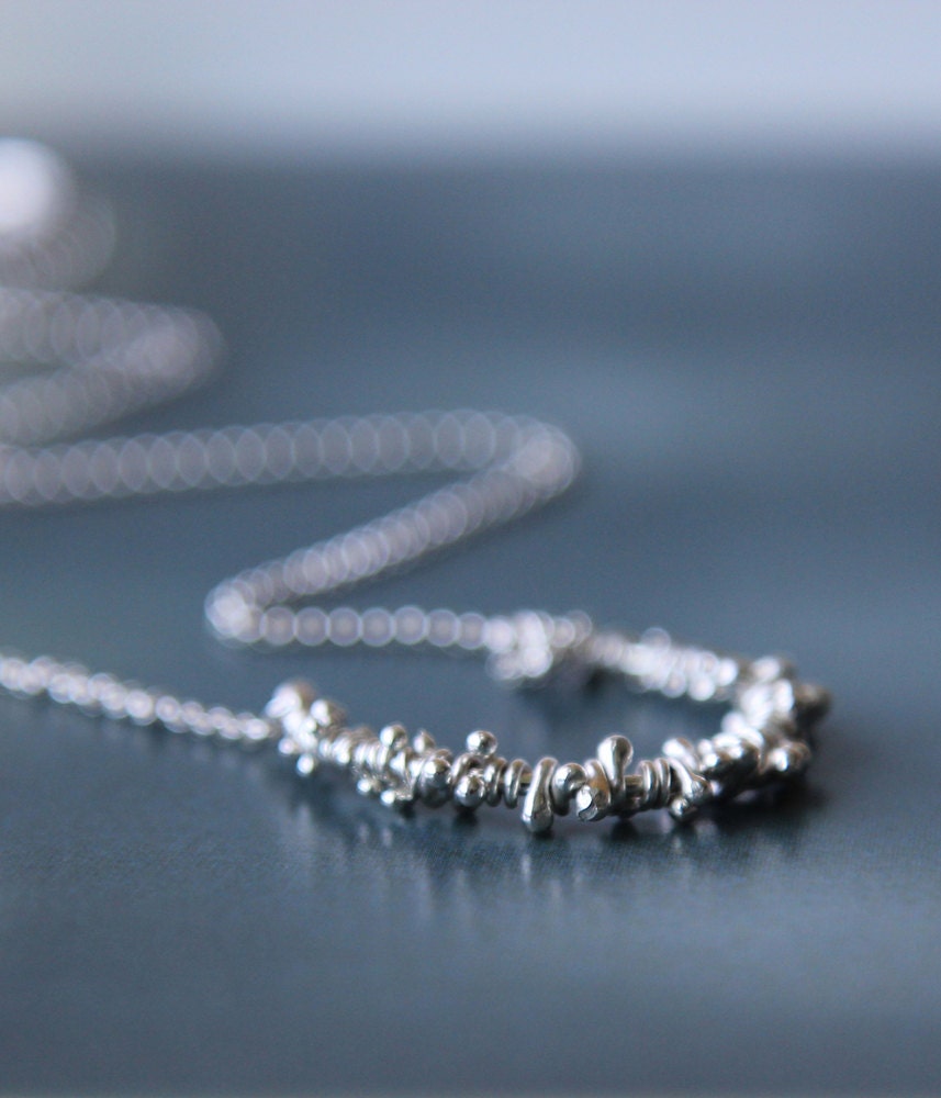 sterling silver strand statement necklace - unique art pendant - sculptural pendant necklace - handmade by lolide